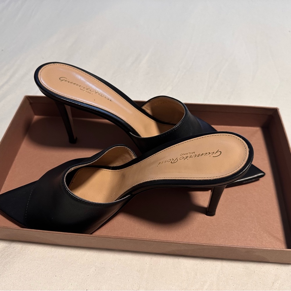 Hardly worn Gianvito Rossi heels. Size 40. Box is slightly damaged from oil.